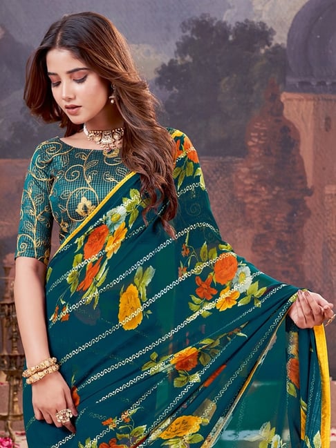 Green Pure Heavy Waighless Saree 