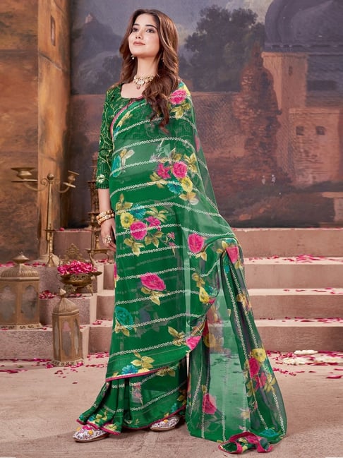 Green Pure Heavy Waighless Saree 