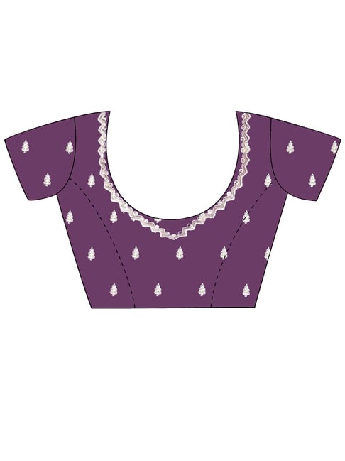 Purple Pure Velvet Chiffon With Embroidery Work Chiffon Saree 