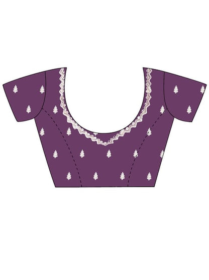 Purple Pure Velvet Chiffon With Embroidery Work Chiffon Saree 