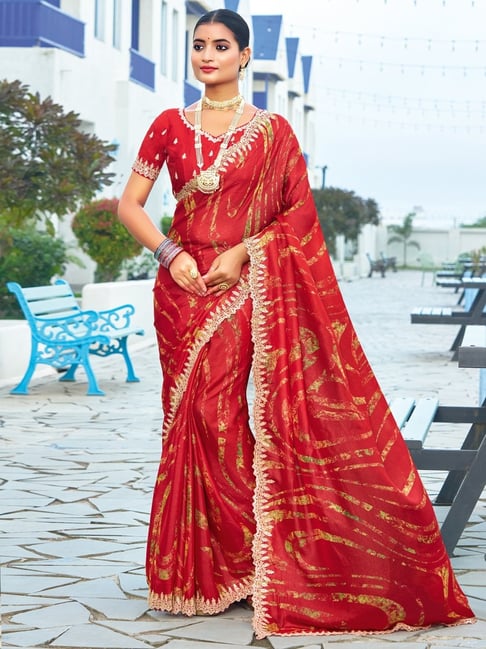 Red Pure Velvet Chiffon With Embroidery Work Chiffon Saree 