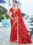 Red Pure Velvet Chiffon With Embroidery Work Chiffon Saree 