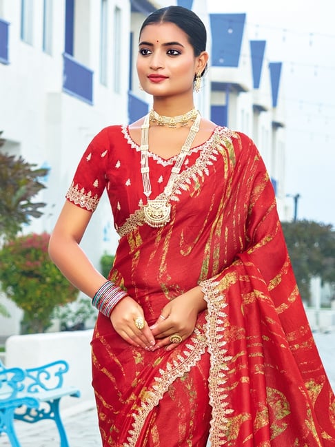 Red Pure Velvet Chiffon With Embroidery Work Chiffon Saree 