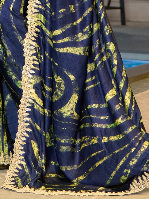 Navy Blue Pure Velvet Chiffon With Embroidery Work Chiffon Saree 