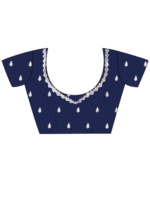 Navy Blue Pure Velvet Chiffon With Embroidery Work Chiffon Saree 