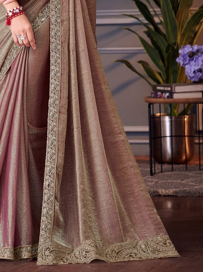 Chikoo Pure Georgette Chiffon With Embroidery Sequins Saree 