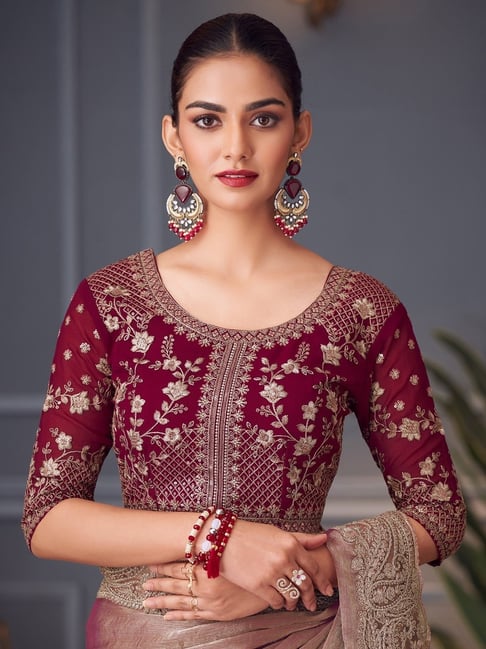 Chikoo Pure Georgette Chiffon With Embroidery Sequins Saree 