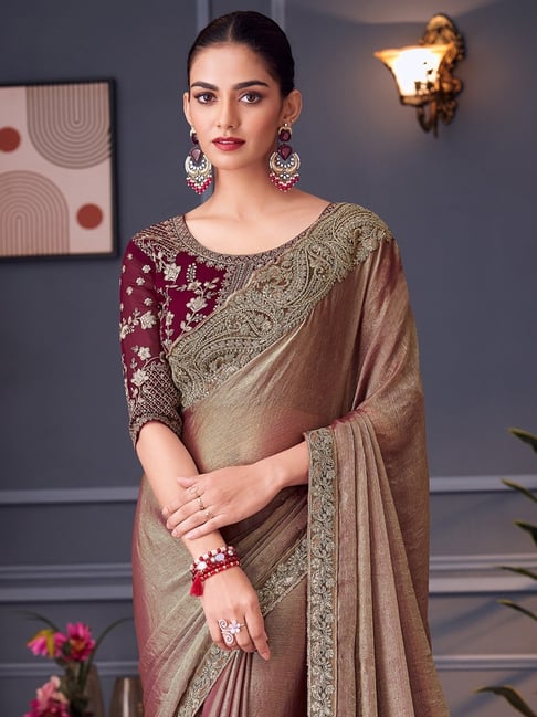 Chikoo Pure Georgette Chiffon With Embroidery Sequins Saree 