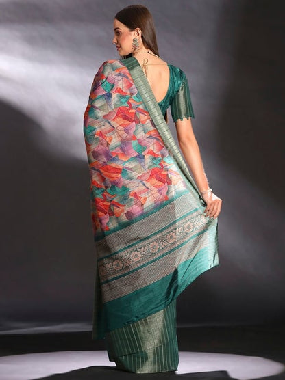 Green Pure Handi Silk Handloom Saree Row Silk Saree Anant Tex Exports Pvt.Ltd..