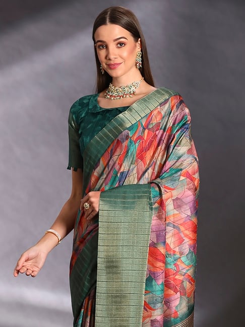 Green Pure Handi Silk Handloom Saree Row Silk Saree Anant Tex Exports Pvt.Ltd..
