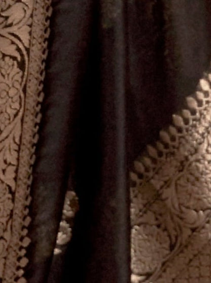 Royal Black Woven Pure Soft Georgette Silk Saree 