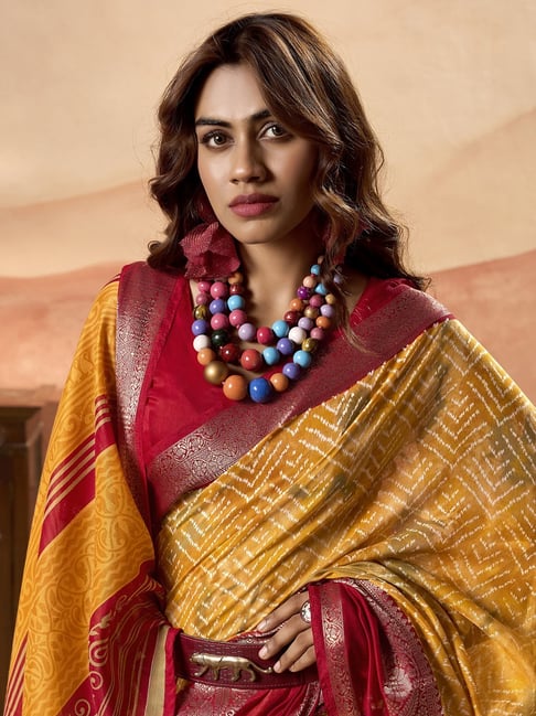 Yellow Pure Soft Cotton Blend Printed Saree 