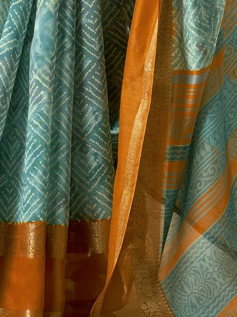 Green Pure Soft Cotton Blend Printed Saree 