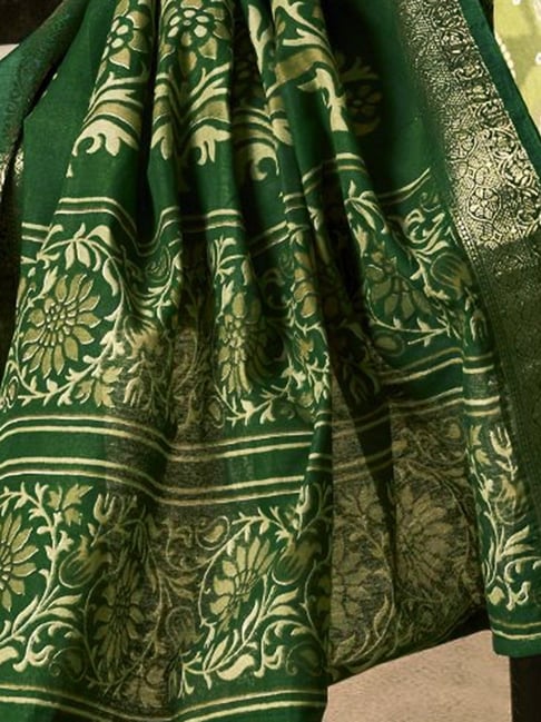Green Pure Soft Cotton Blend Printed Saree 