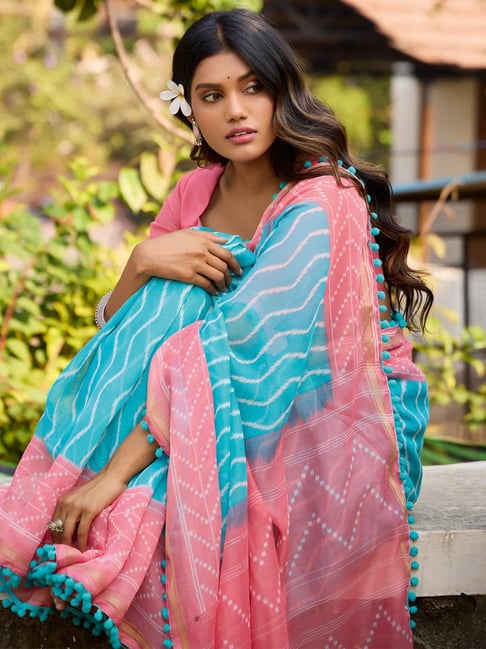 Sky Pure Soft Mul Mul Cotton Pum Pum Cotton Saree