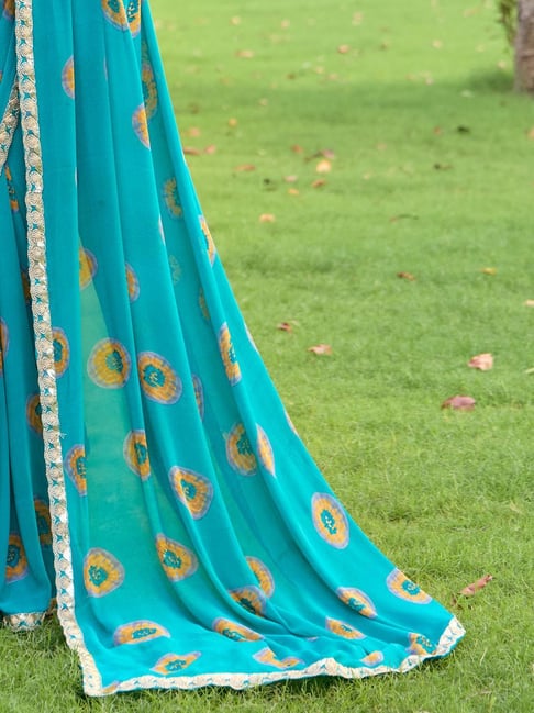 Teal Blue Soft Heavy Weightless Printed Saree