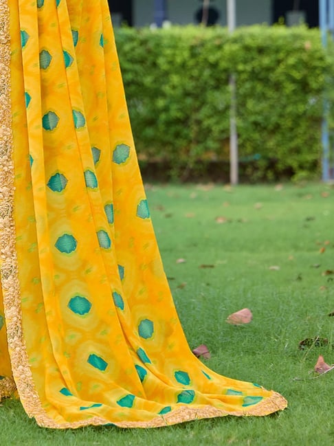 Yellow Soft Heavy Weightless Printed Saree