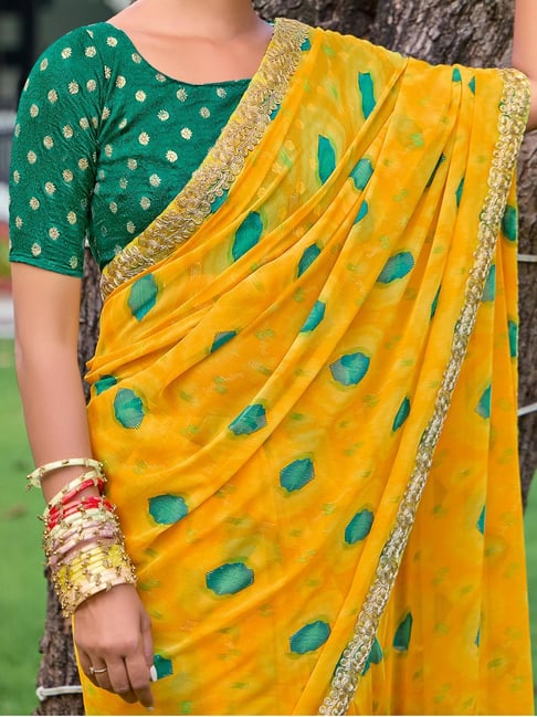 Yellow Soft Heavy Weightless Printed Saree Georgette Saree Anant Tex Exports Pvt.Ltd..