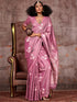 Mauve Pure Satin Handloom Weaving Saree 