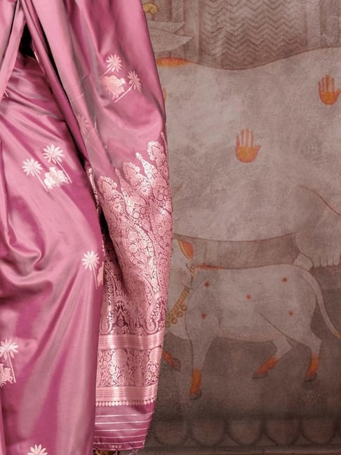 Mauve Pure Satin Handloom Weaving Saree 