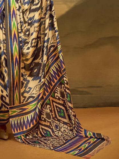 Leopard Pure Soft Crepe Satin Digital Printed Saree 