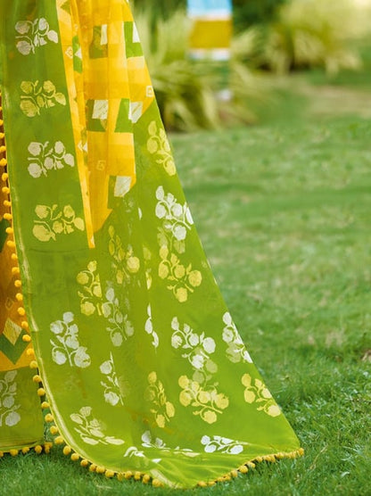 Yellow Pure Soft Mul Mul Cotton Pum Pum Cotton Saree Cotton saree Anant Tex Exports Pvt.Ltd..