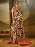 Black Pure Soft Crepe Satin Digital Printed Saree 