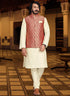 Maroon Colour Outluk 120 Occasion Wear Mens Modi Jacket Kurta Pajama Catalog 12004 - Anant Exports
