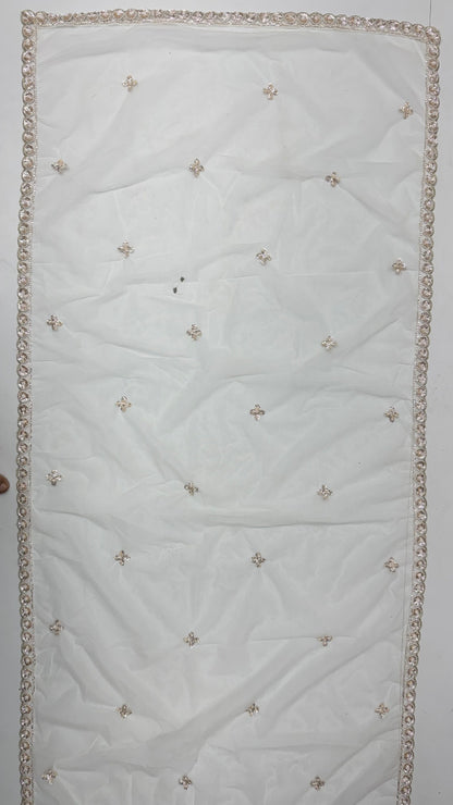 White Pure Heavy Net Motif Handwork Zari Sequins Work Bridal Lehenga Choli