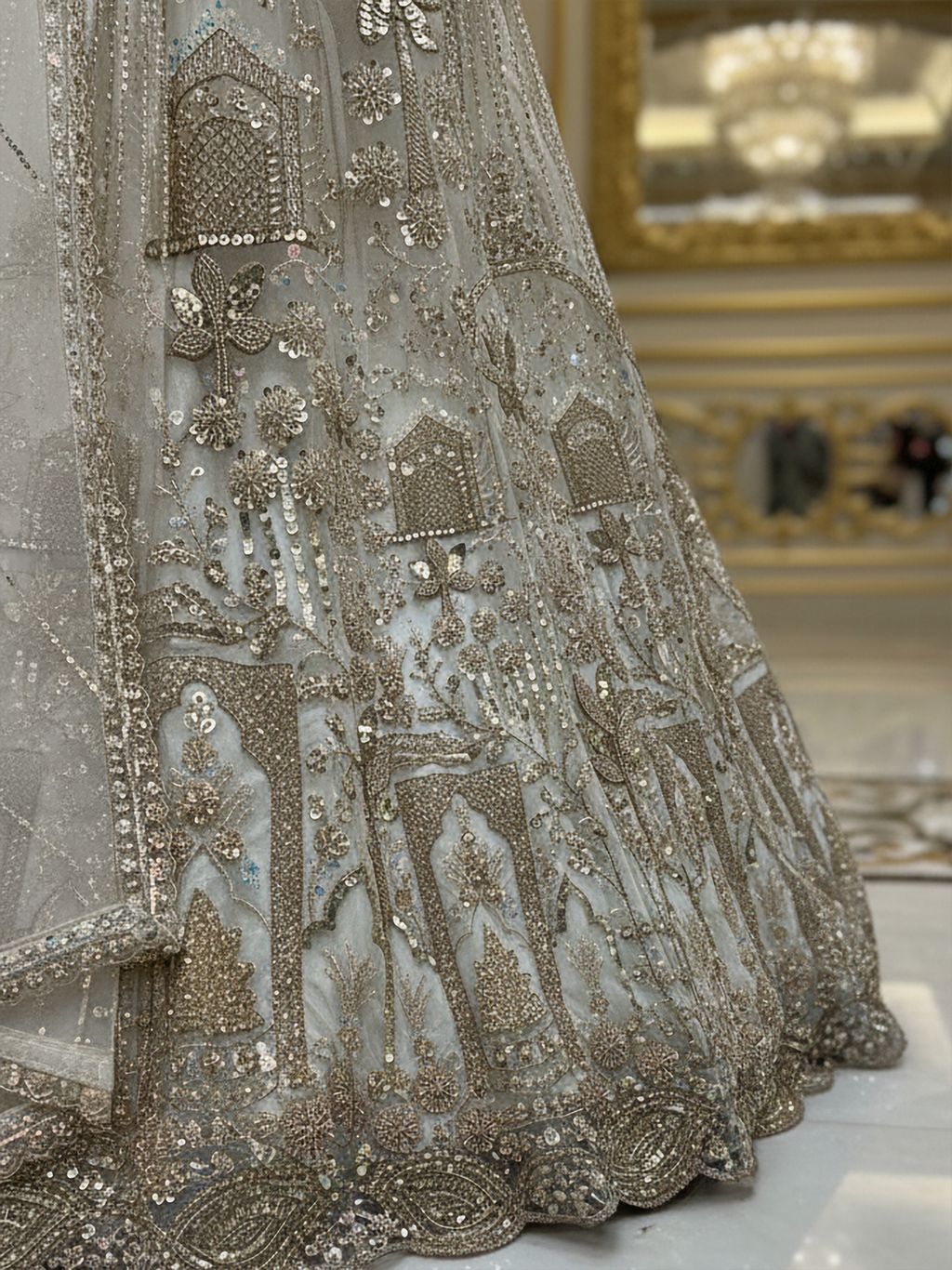 White Pure Soft Net Heavy Embroidery Work Bridal Lehenga