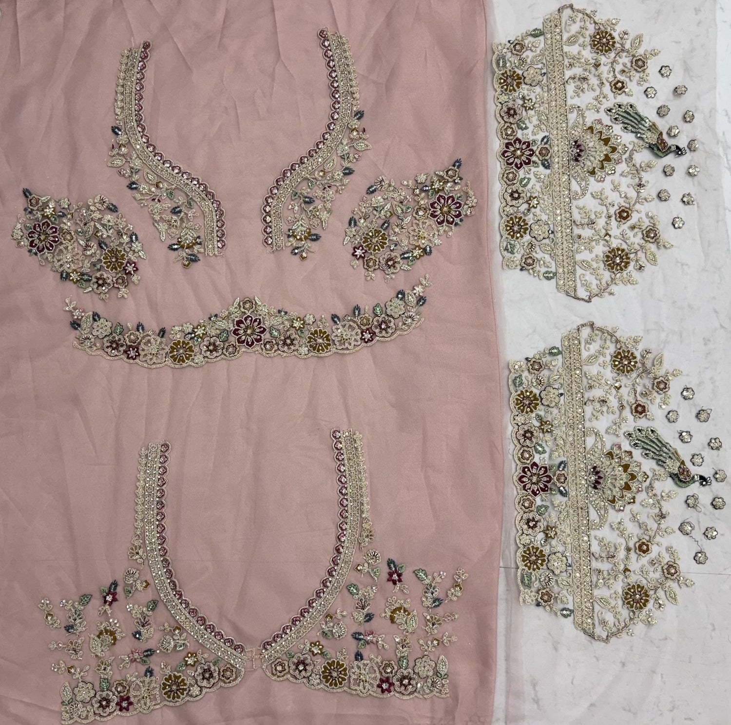 Pink Pure Heavy Net Sequins Sequins Zari Embroidery Work Net Bridal Lehenga Choli