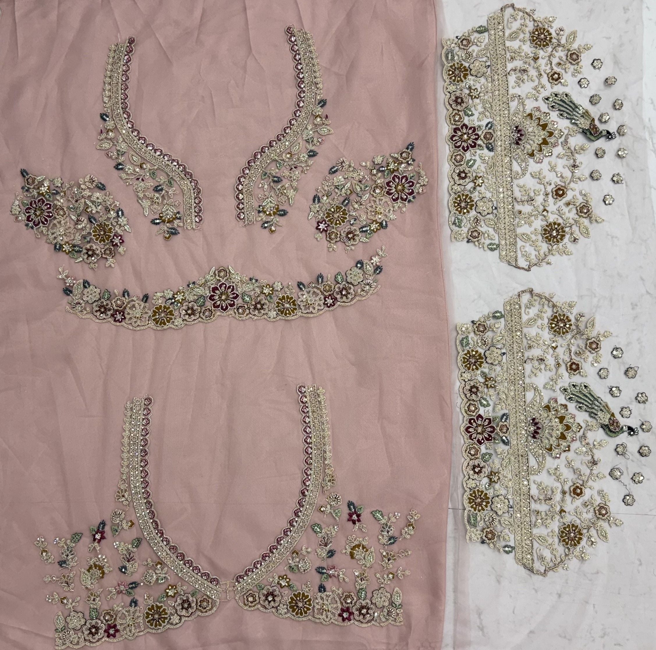 Pink Pure Heavy Net Sequins Sequins Zari Embroidery Work Net Bridal Lehenga Choli