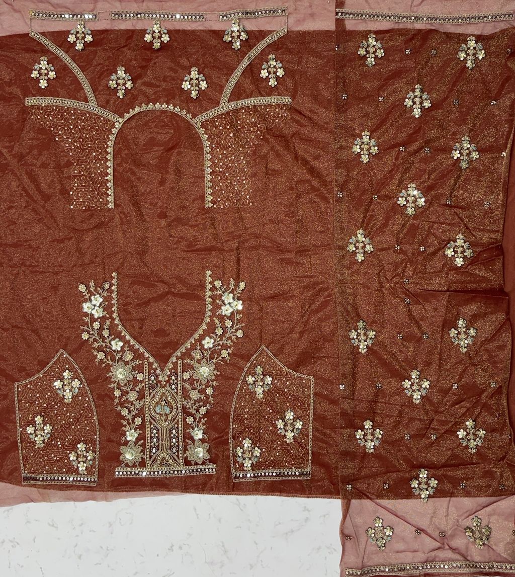 Cinnamon Pure Soft Orgenza Sequins Work Bridal Lehenga Choli