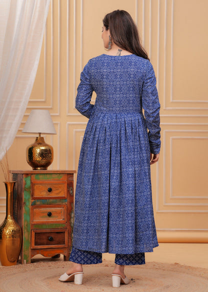 Blue Pure Soft Reyon Cotton Blend Print Salwar Suit 