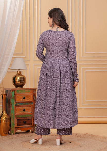 Purple Pure Soft Reyon Cotton Blend Print Salwar Suit 