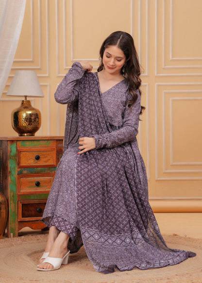 Purple Pure Soft Reyon Cotton Blend Print Salwar Suit 