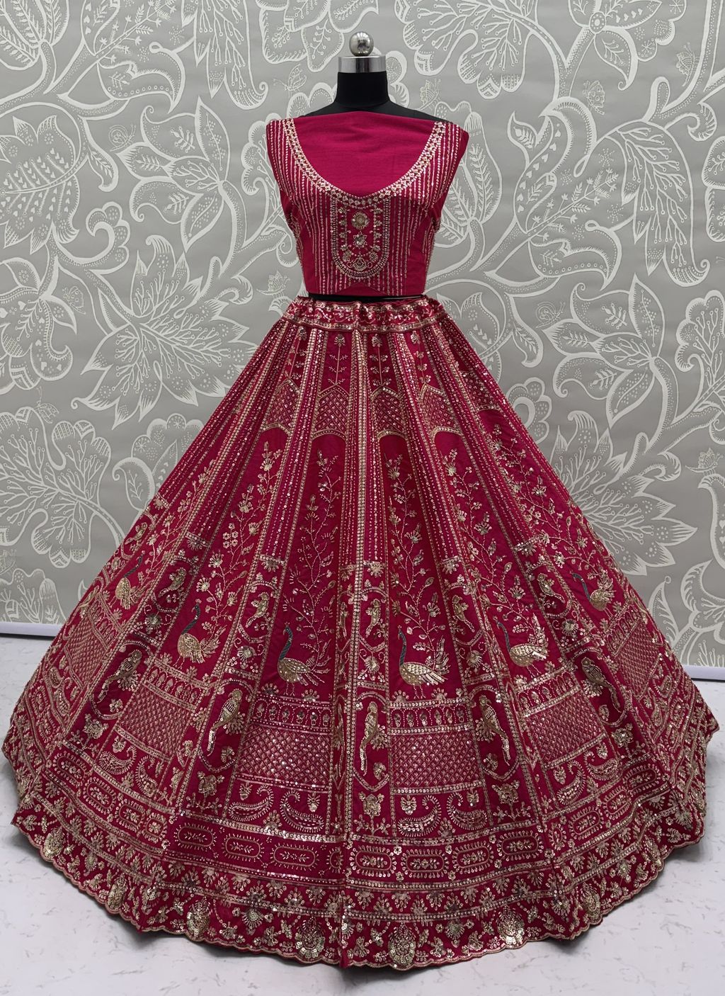Pink Pure Soft Silk Heavy Embroidery Work Bridal Lehenga 