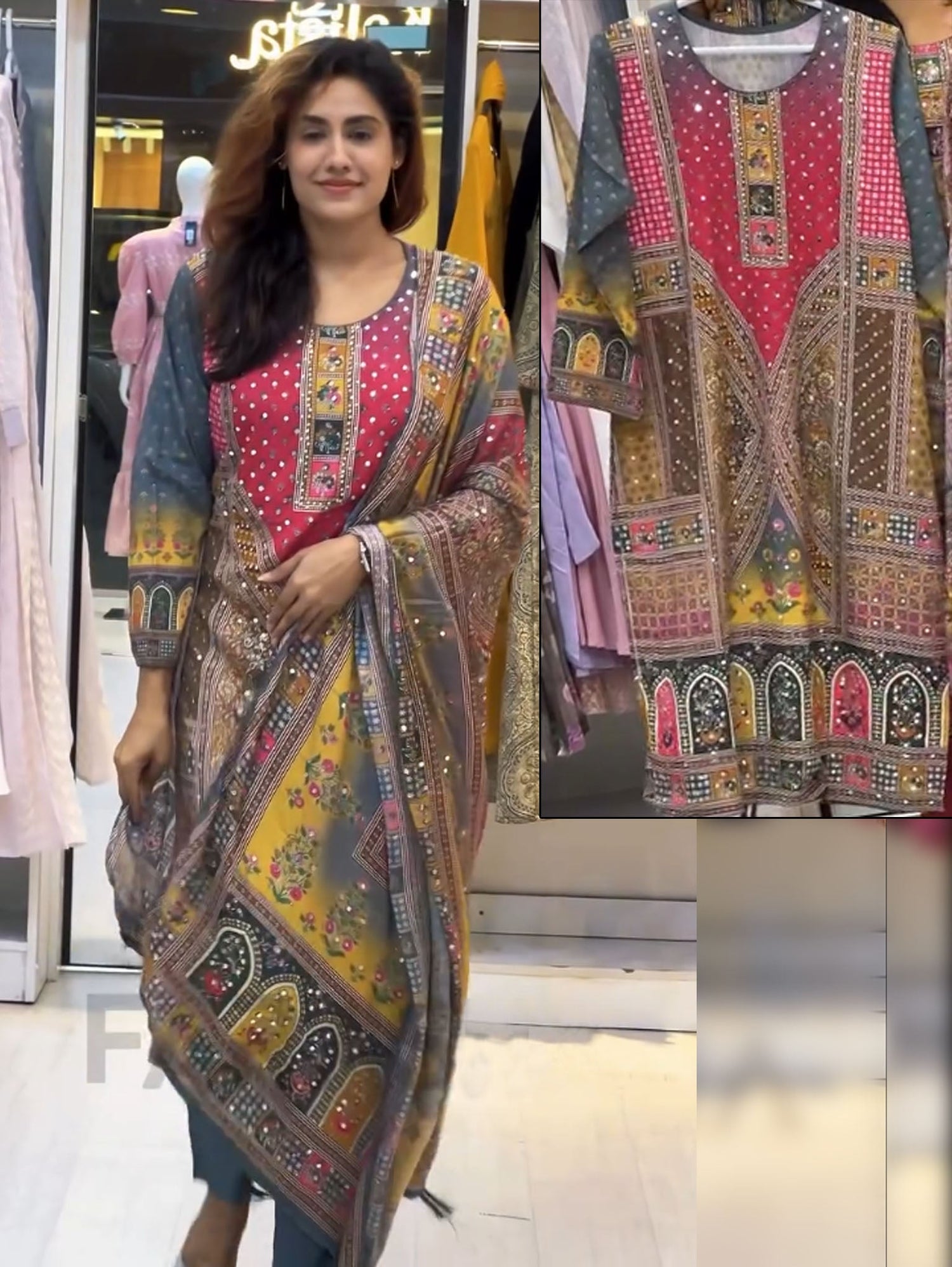 Grey Pure Soft Muslin Heavy Fancy Plazzo Pair With Dupatta 