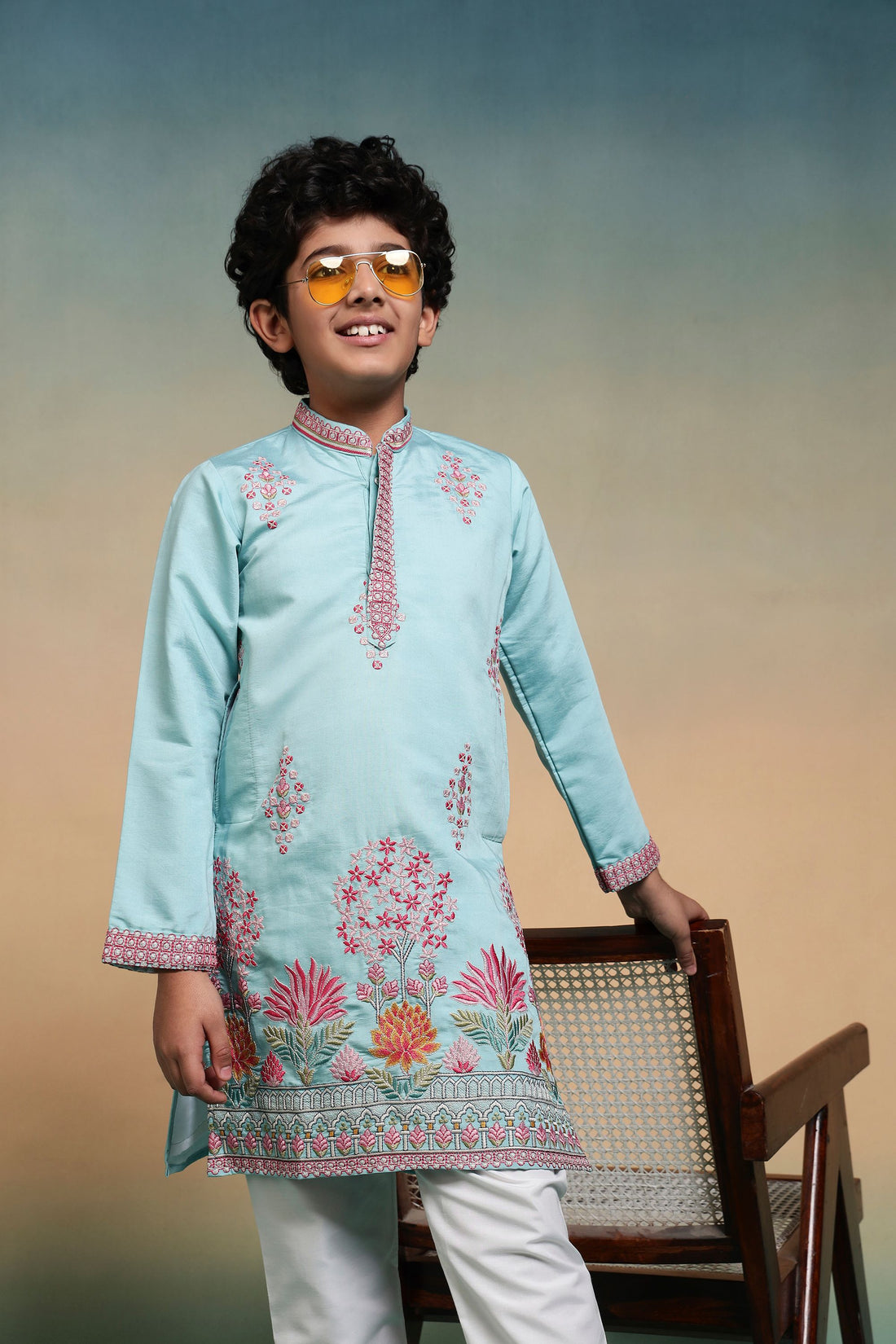 Sky Pure Viscose Silk Kids Boy Kurta Pajama 