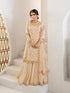Beige Chinnon Kurta Sharara Suit with Embroidery for Women