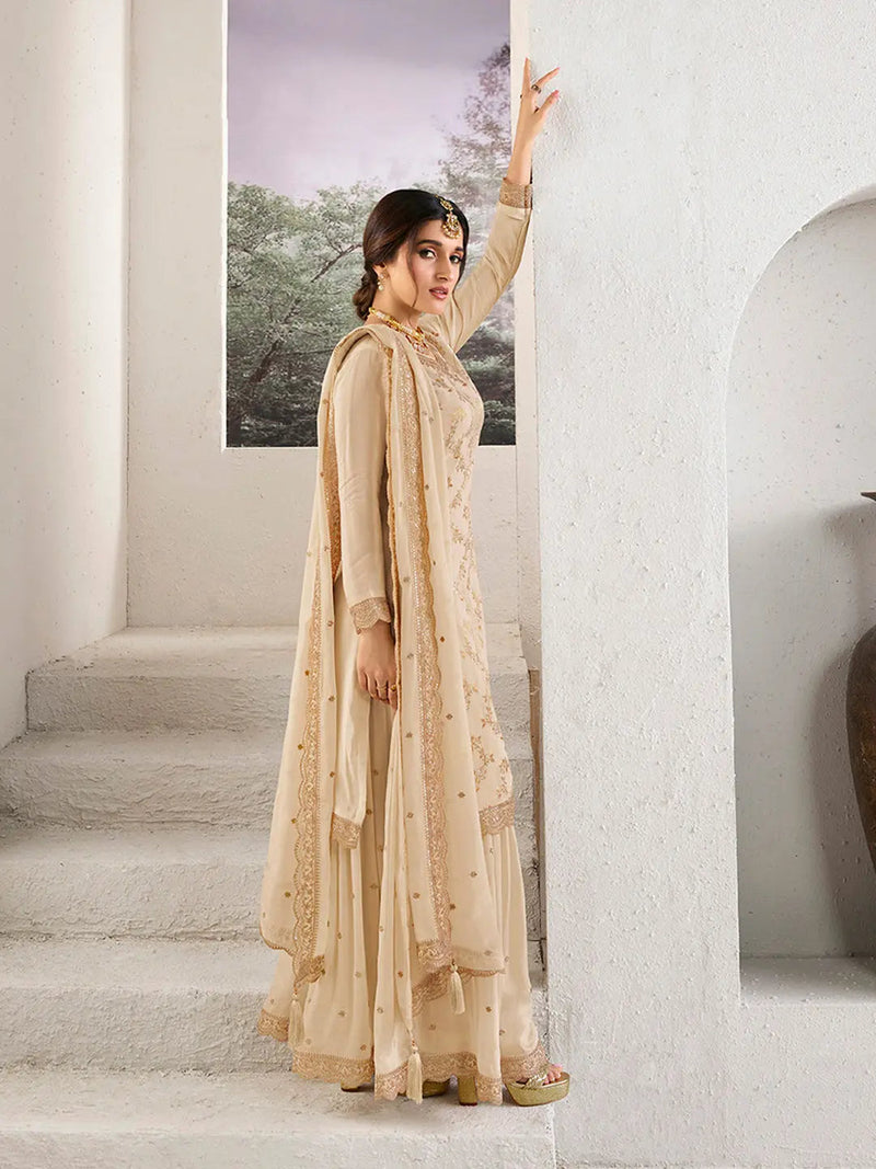 Elegant Jacquard Embroidered Sharara Suit for Weddings