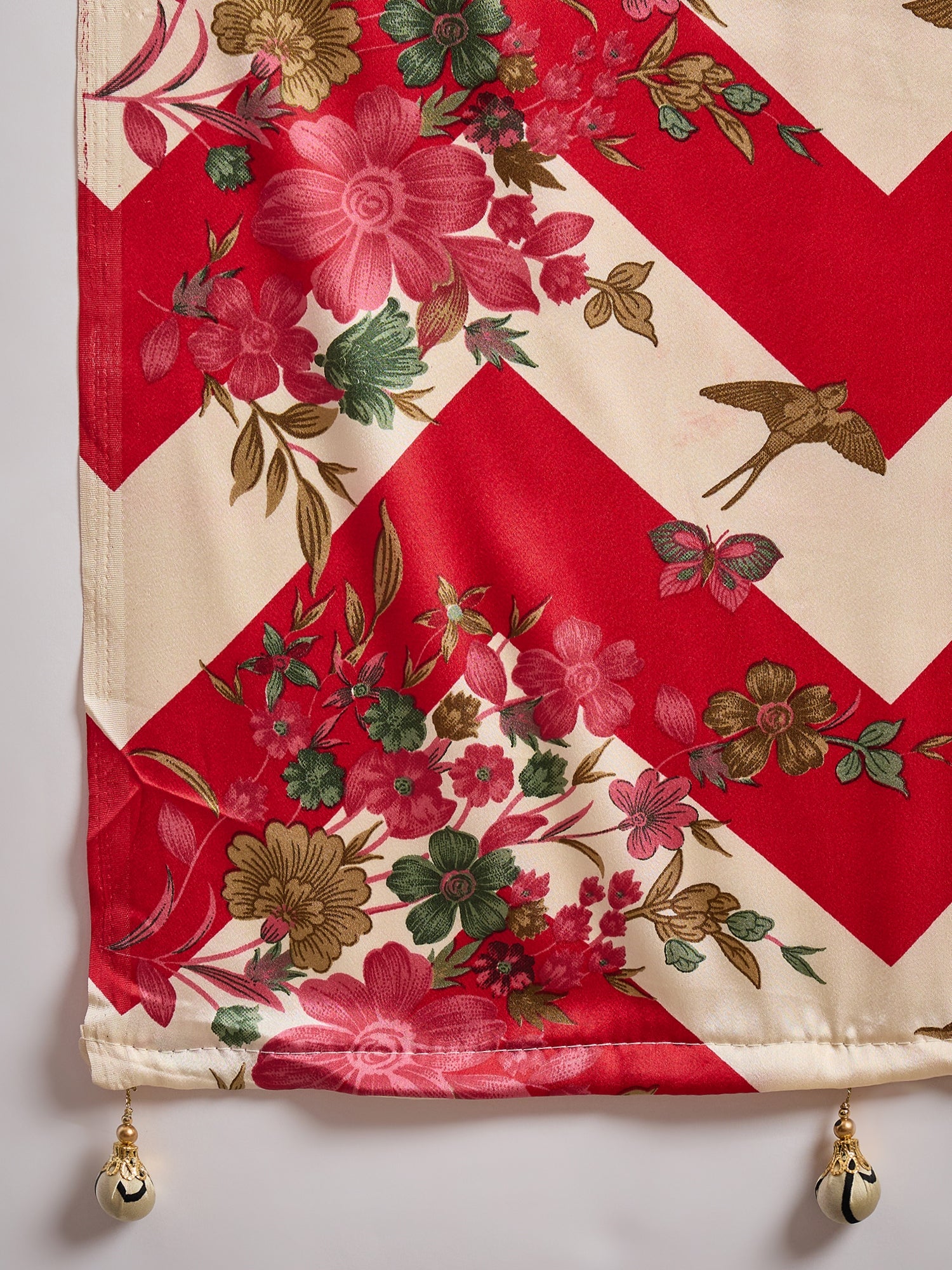 Red Pure Semi Modal Japan Silk Ajarkh Printed Saree 