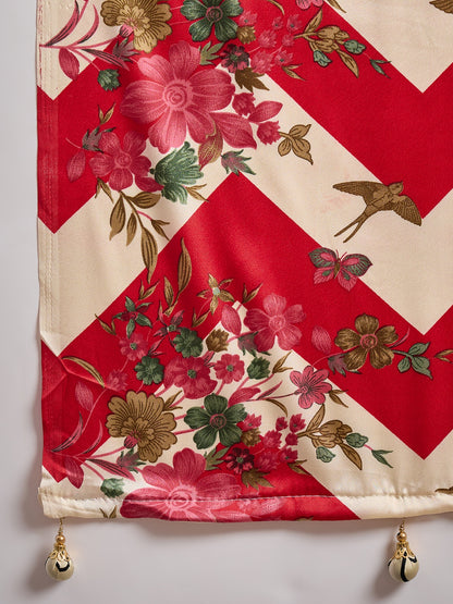 Red Pure Semi Modal Japan Silk Ajarkh Printed Saree 