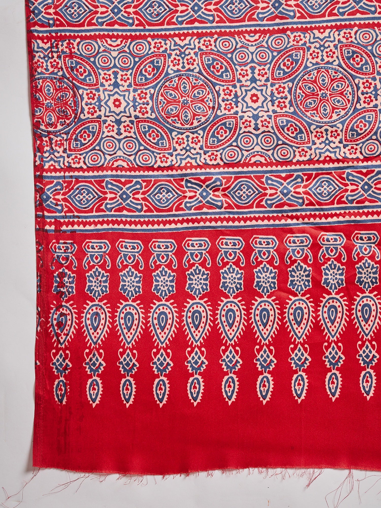 Mustard Pure Semi Modal Silk Ajarkh Printed Saree