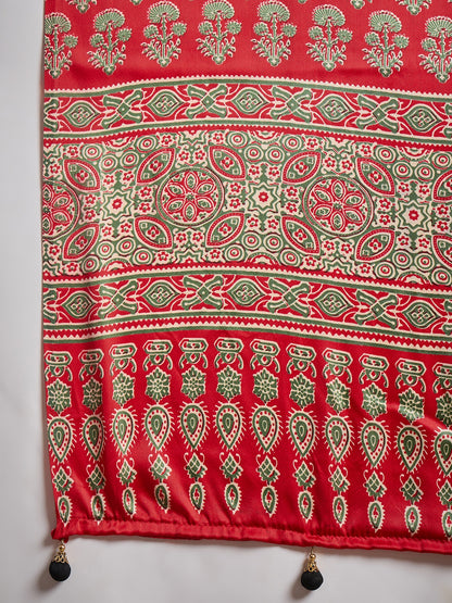Blue Pure Semi Modal Silk Ajarkh Printed Saree