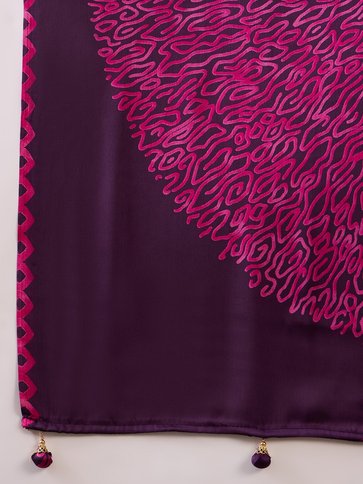 Purple Pure Semi Modal Japan Silk Ajarkh Printed Saree 