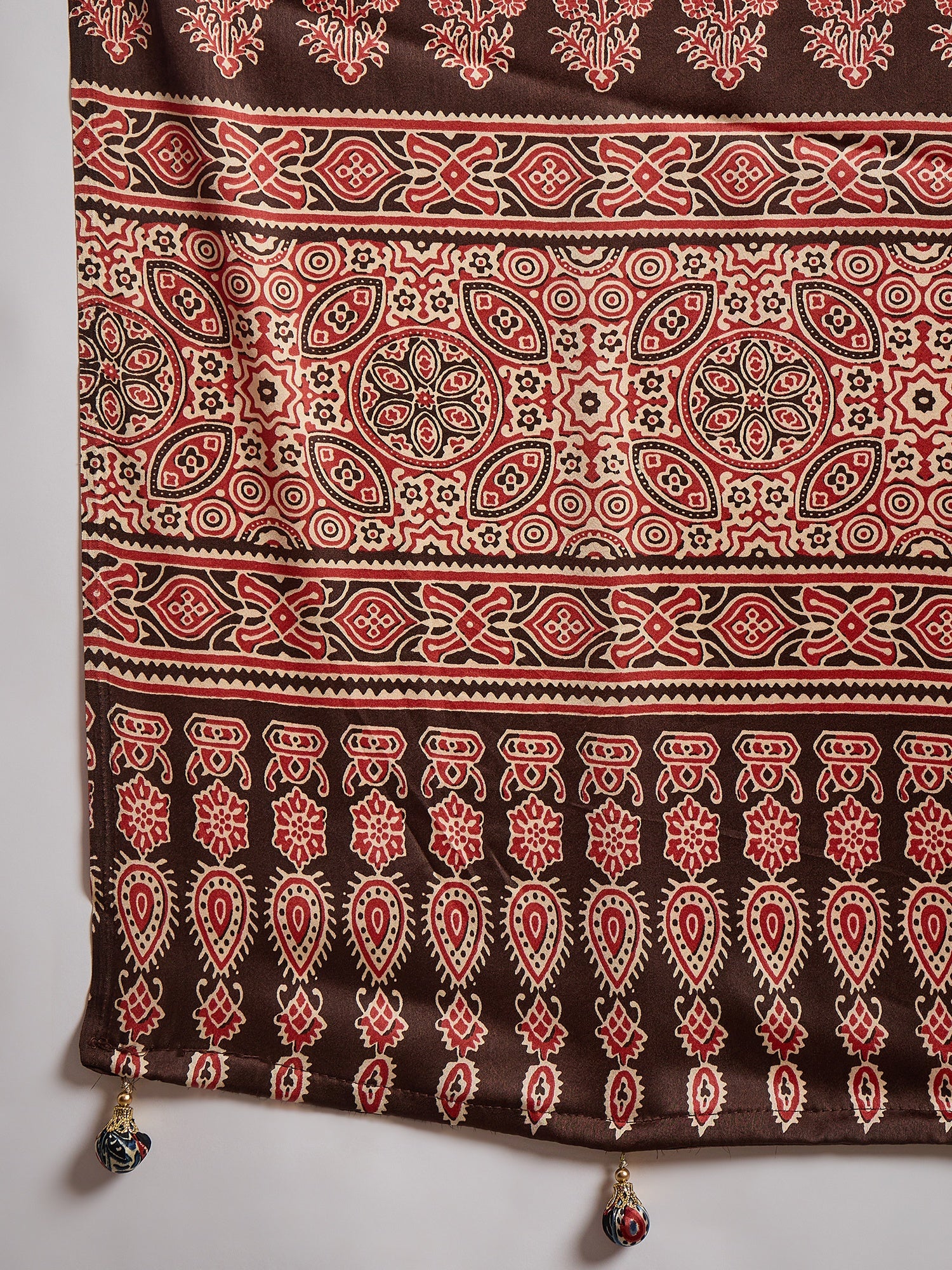Violet Pure Semi Modal Silk Ajarkh Printed Saree 