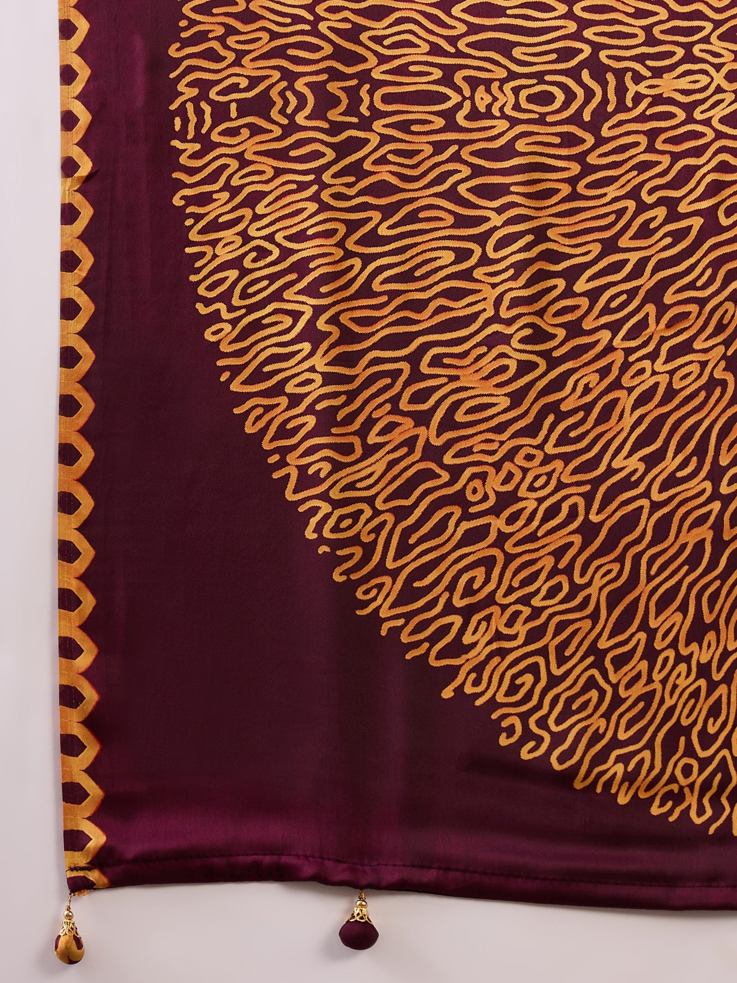Maroon Pure Semi Modal Japan Silk Ajarkh Printed Saree 