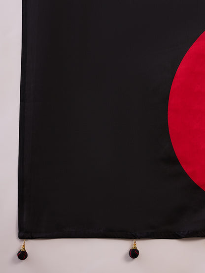 Black Pure Semi Modal Silk Ajarkh Printed Saree 