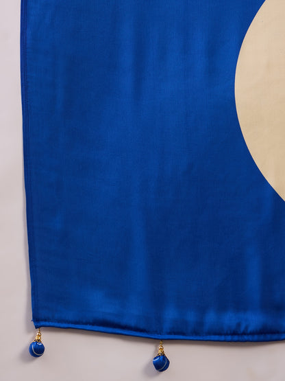 Blue Pure Semi Modal Silk Ajarkh Printed Saree 